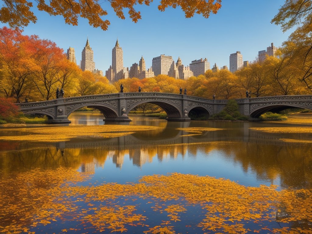 Central Park's Bow Bridge in Autumn