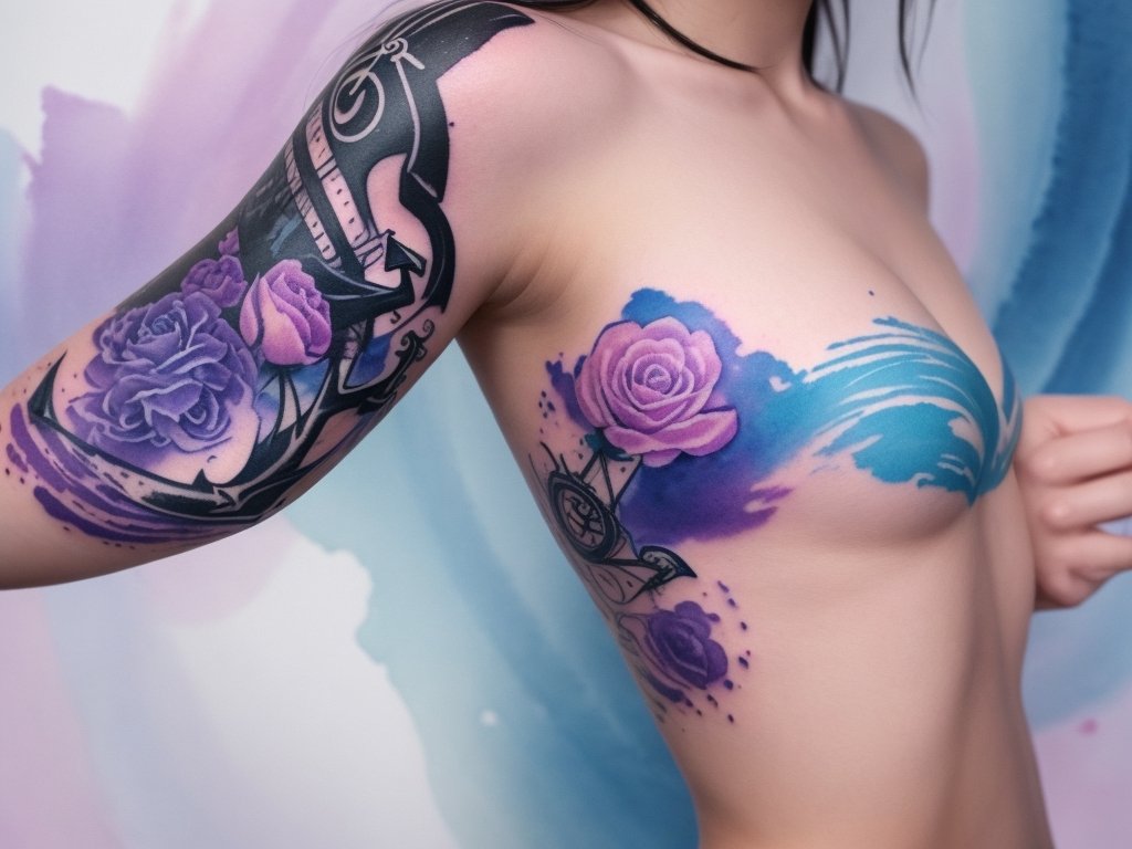 tattoos cover up ideas-Watercolor Whimsy