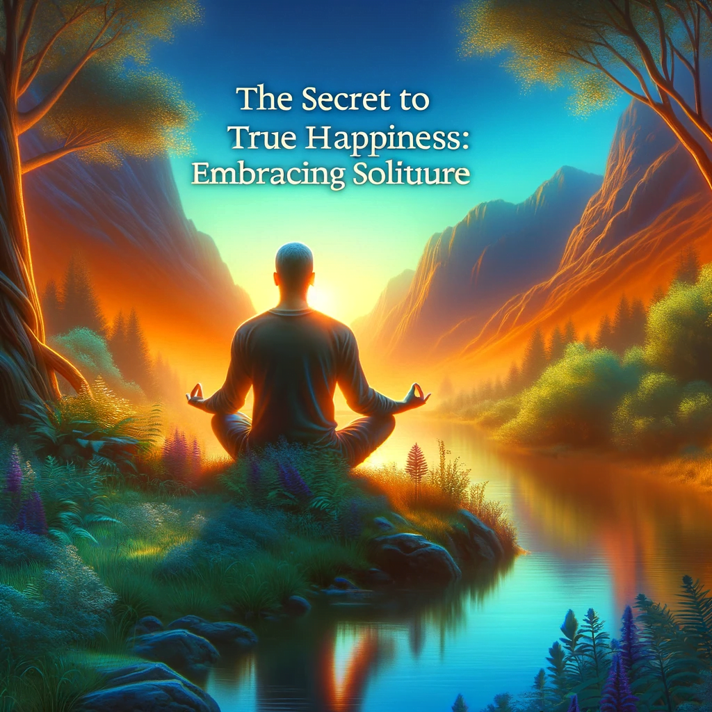 Consider using an image of a person peacefully meditating in a serene natural setting, with vibrant colors and soft lighting. Add text overlay with the article title, but phrase it in a way that piques curiosity, such as "The Secret to True Happiness: Embracing Solitude." Make sure the image exudes a sense of inner peace and contentment while leaving viewers intrigued about the article's content.