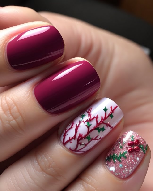 Short Christmas Nails for a Subtle Holiday Look 10