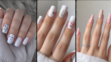 Winter-Themed Christmas Nails: Snowflakes and Sparkles