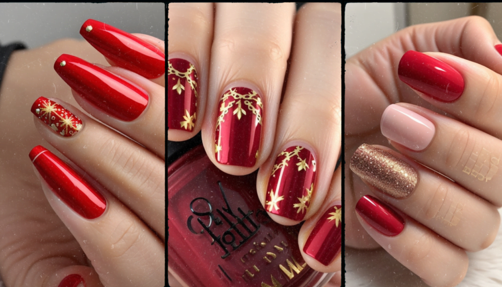 Glamorous Red and Gold Christmas Nail Designs