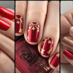 Glamorous Red and Gold Christmas Nail Designs