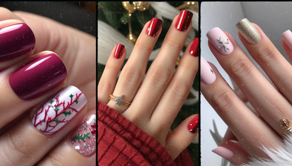 Chic Short Christmas Nails for a Subtle Holiday Look