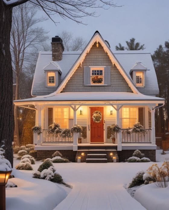 Aesthetic Winter House Exterior Ideas 1