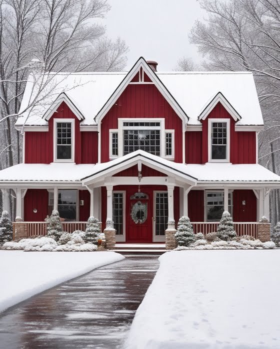 Aesthetic Winter House Exterior Ideas 10