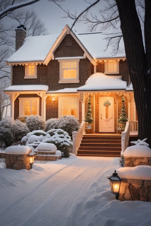 Aesthetic Winter House Exterior Ideas 2