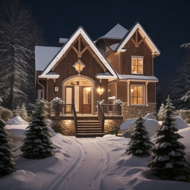 Aesthetic Winter House Exterior Ideas 3