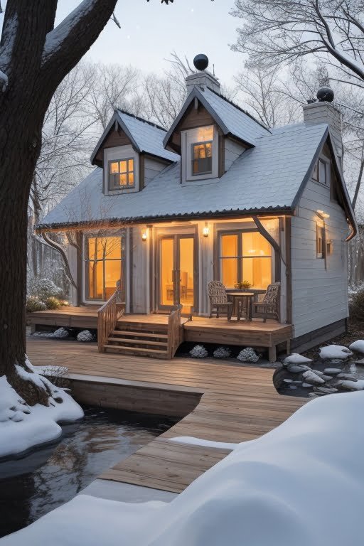 Aesthetic Winter House Exterior Ideas 6