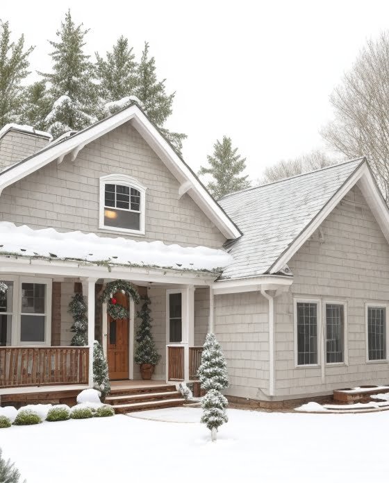 Aesthetic Winter House Exterior Ideas 7