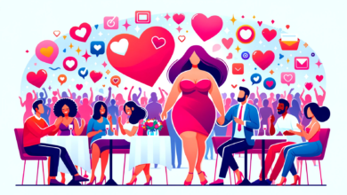 DALL·E 2023 12 10 23.02.32 Generate a wide eye catching and viral featured image for an article about plus size woman dating. Depict a vibrant and positive scene of plus size