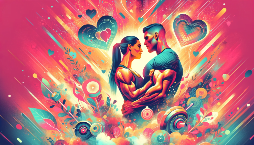 DALL·E 2023 12 10 23.22.46 Generate a wide eye catching and viral featured image for an article about love and muscular women. Showcase a muscular woman in a romantic empower