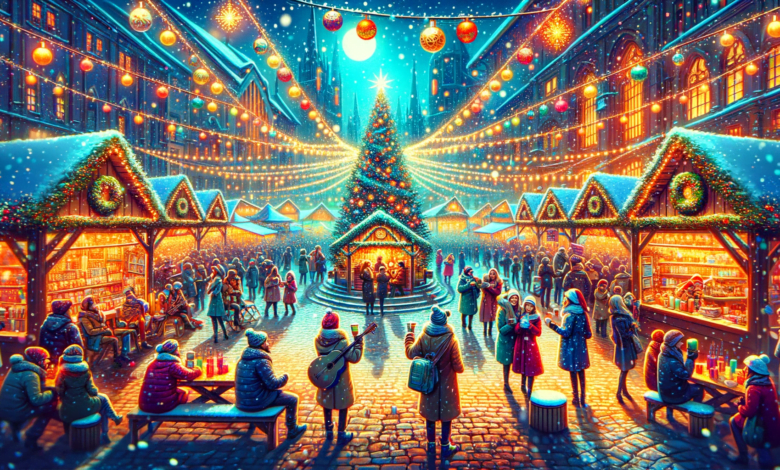 DALL·E 2023 12 13 06.07.44 Generate a wide eye catching featured image that encapsulates the theme of How to Be More Positive in Christmas. The image should portray a vibrant