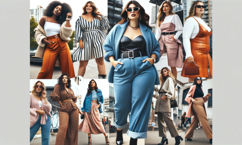 DALL·E 2023 12 15 20.24.17 Generate a wide dynamic image for the featured article. The image should display a collage of diverse plus size women each styled in different savvy