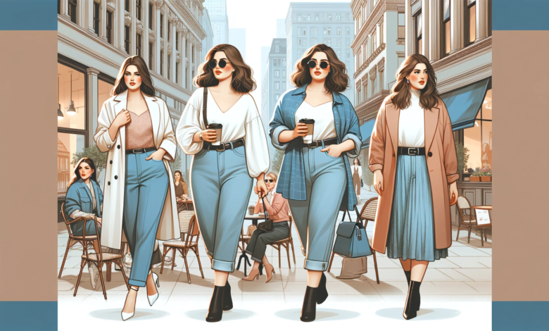 DALL·E 2023 12 15 23.05.02 Generate a wide engaging and viral worthy image for an article on practical everyday style tips for plus size individuals. The image should display