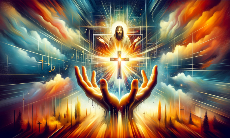 DALL·E 2023 12 17 20.34.45 Generate a wide eye catching photo realistic featured image that powerfully represents Jesus Is the Key to Joy. The image should creatively illust