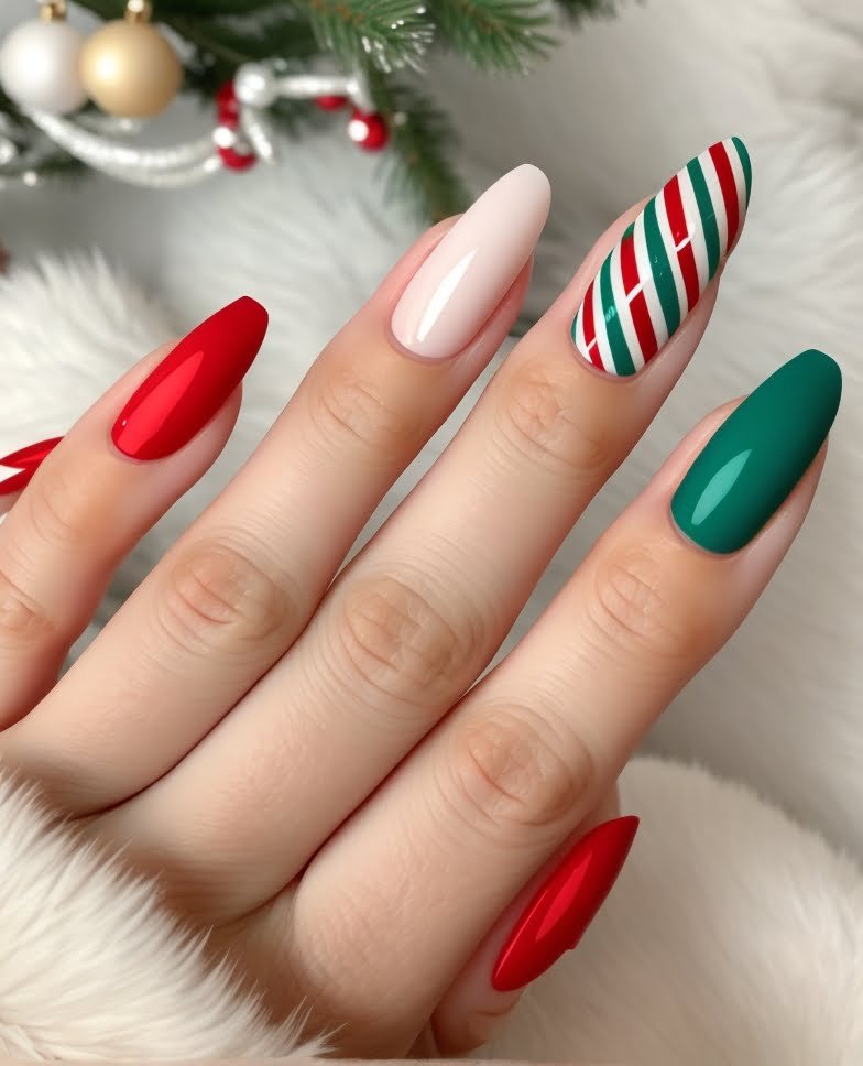 simple christmas nails winter 1