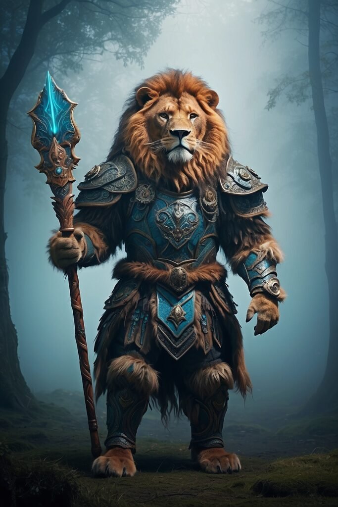 AlbedoBase XL druid lion antropomorphic high ornamented armor 0