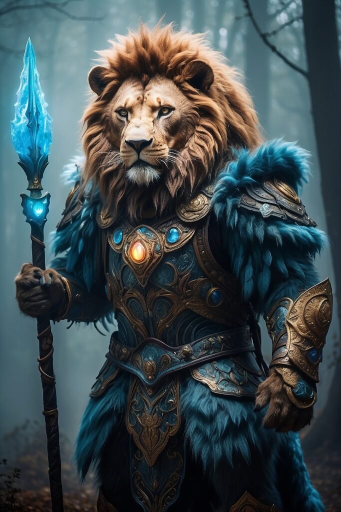 AlbedoBase XL druid lion antropomorphic high ornamented armor 1
