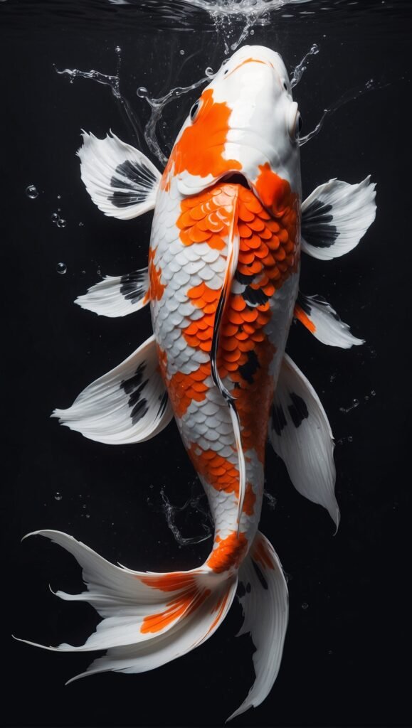 AlbedoBase XL one koi fish in calligraphy style splash effects 1