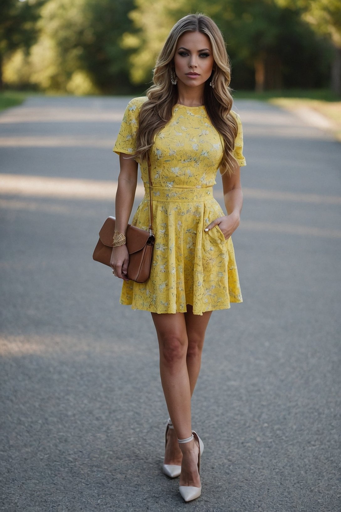 Sunshine Lace: Vibrant Yellow Floral Dress