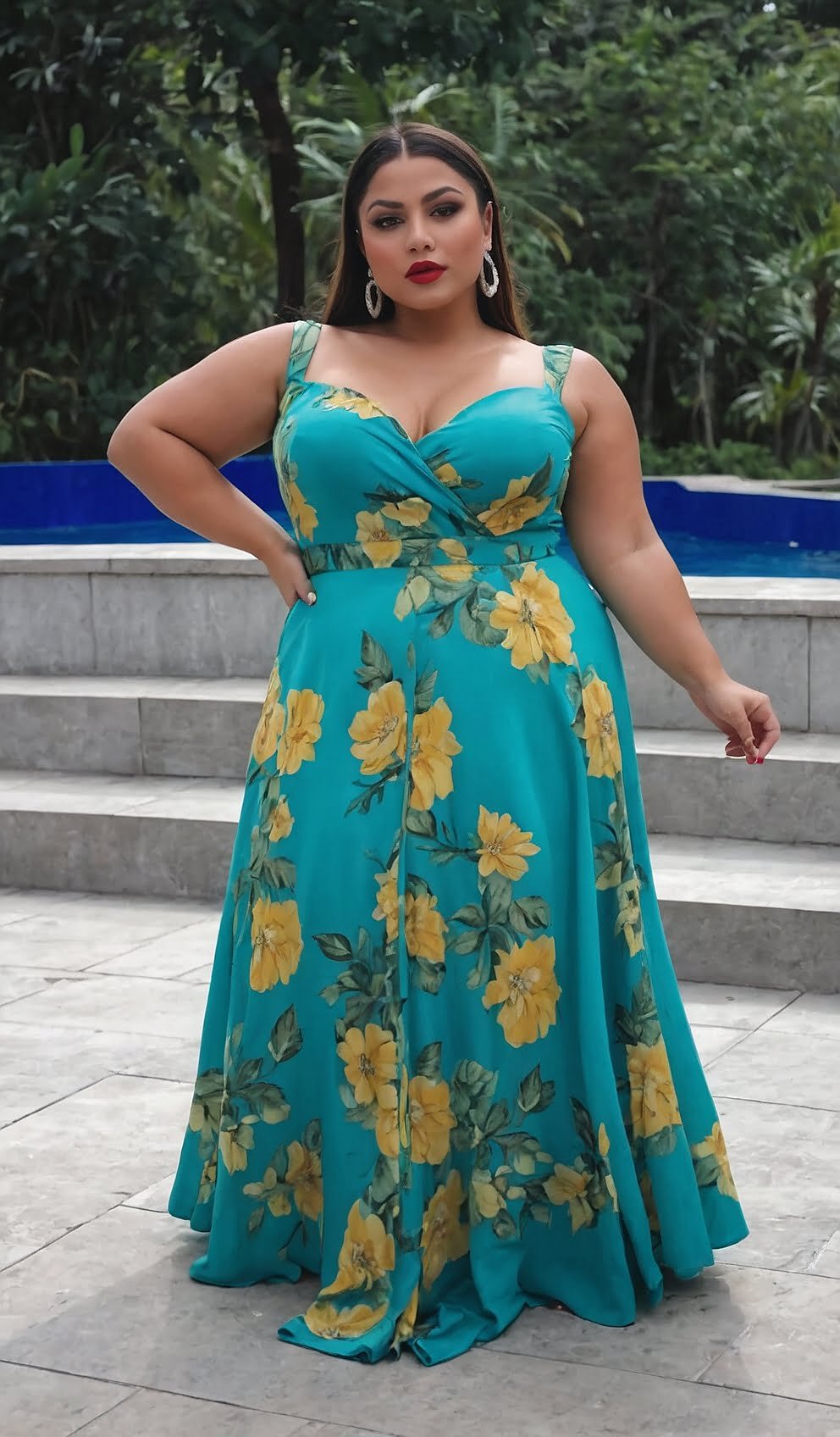 Azure Dream: Floral Maxi Dress with Summery Elegance