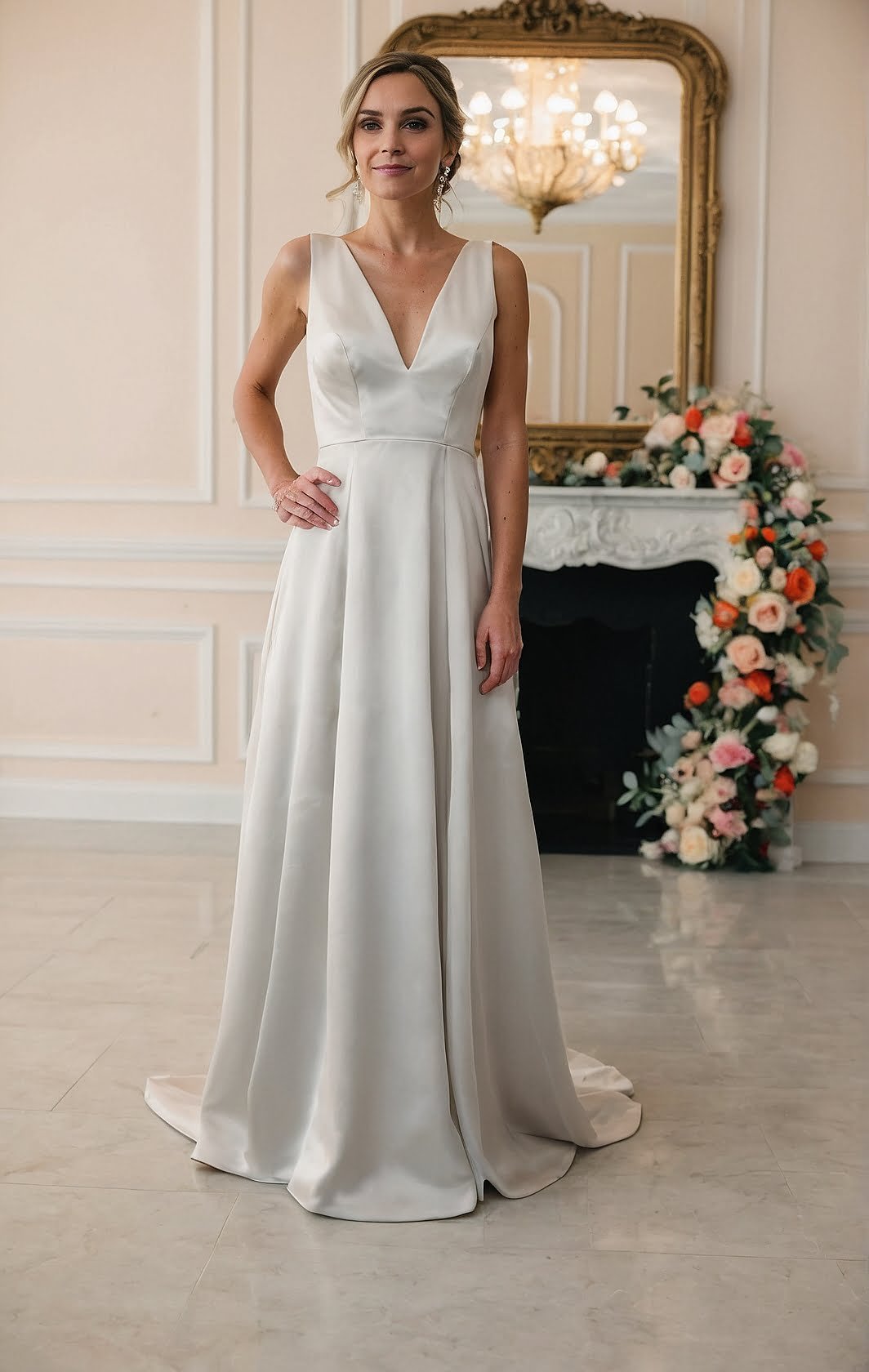 Elegant Simplicity: Classic White A-Line Bridal Gown