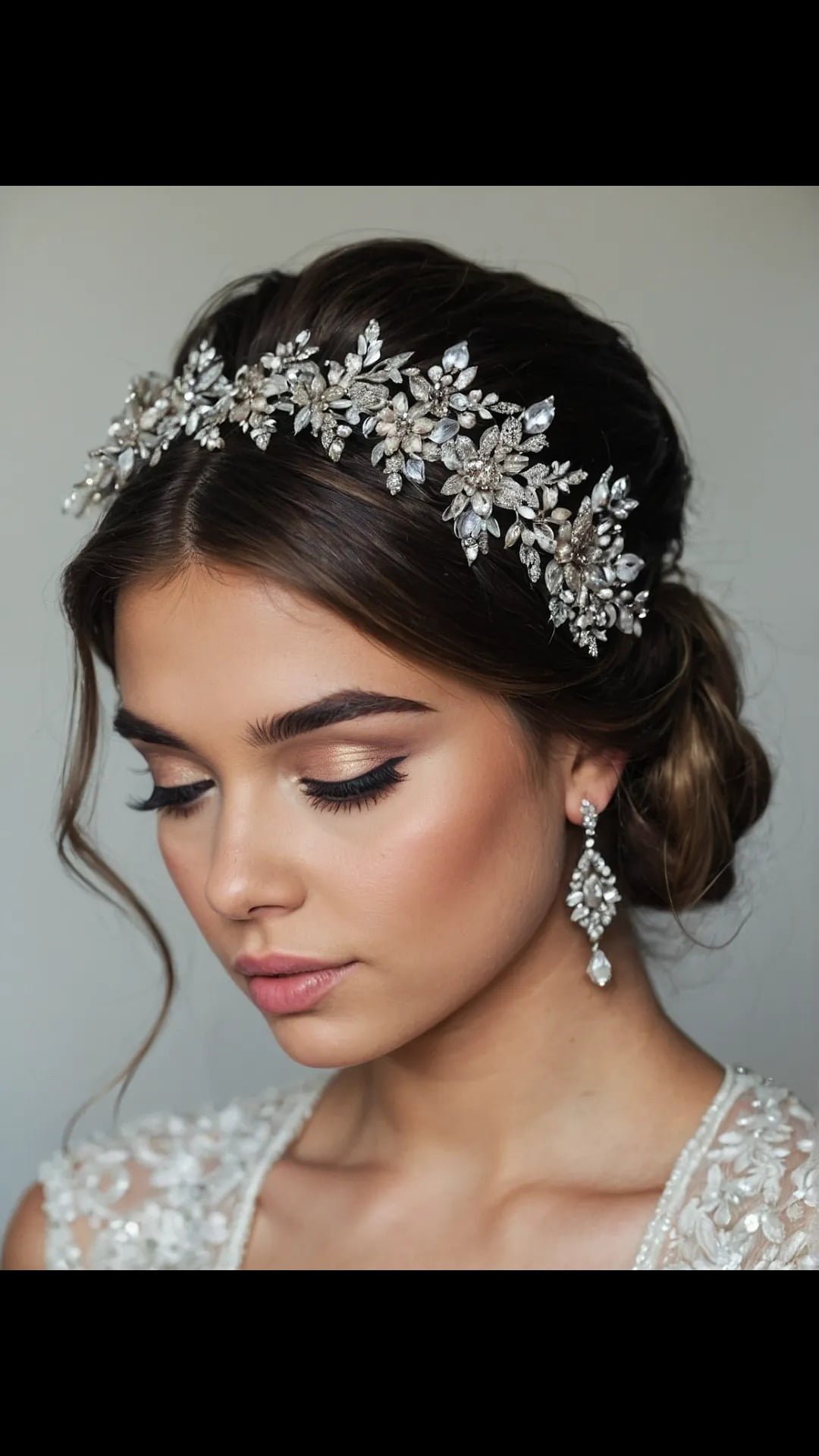 Bridal Blossom Crown with Elegant Low Bun