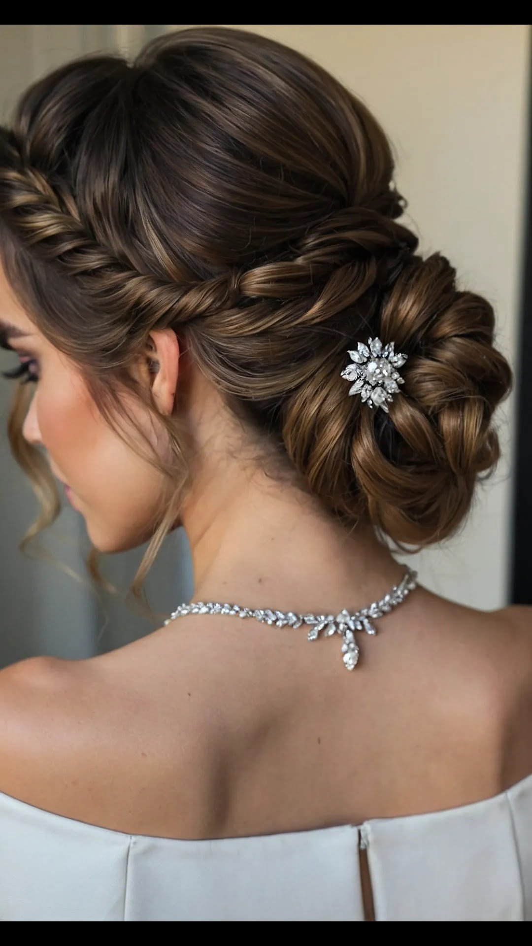 Sophisticated Swirl Updo with Crystal Charm