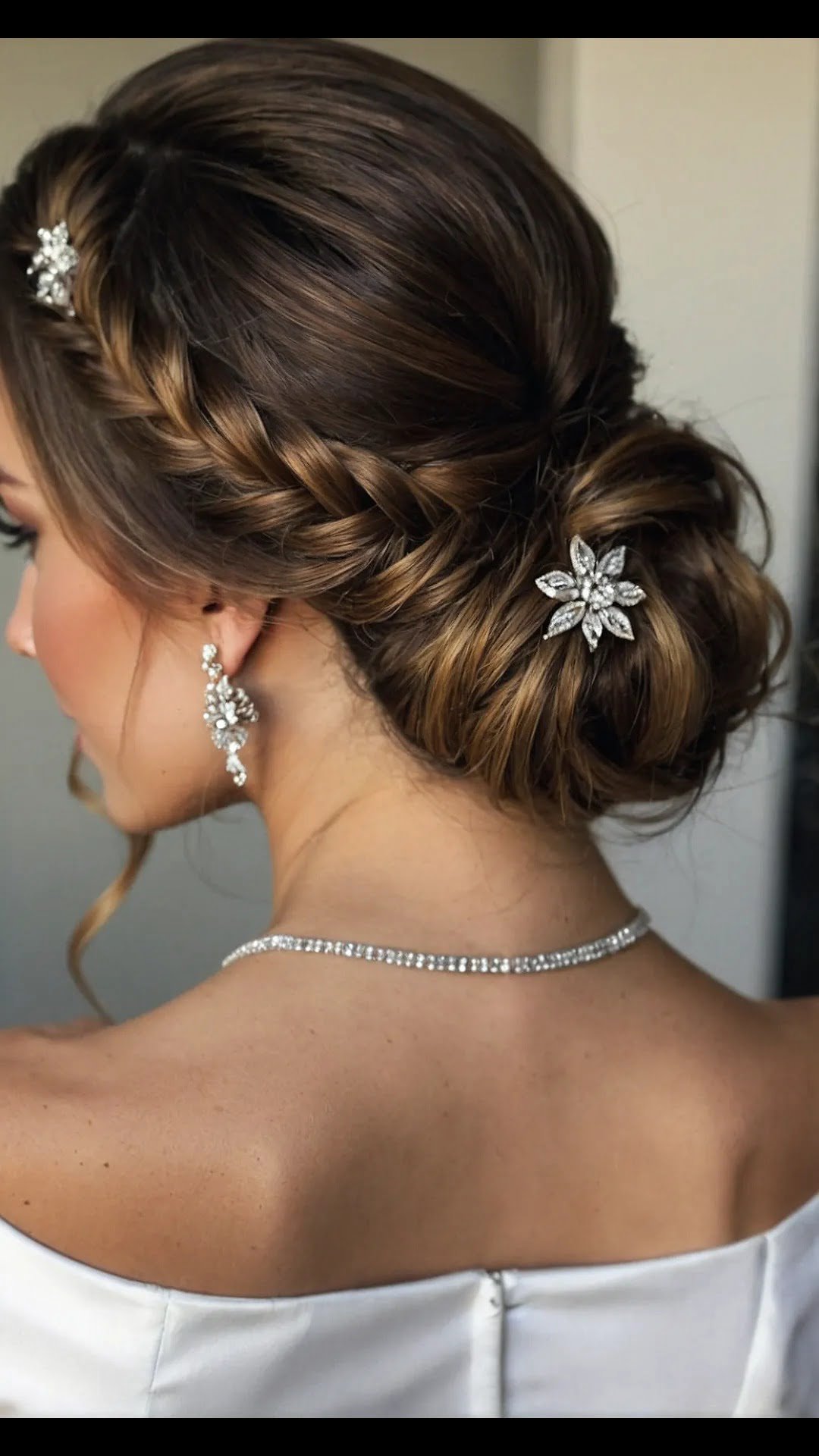 Classic Chignon with Braided Detail and Sparkle