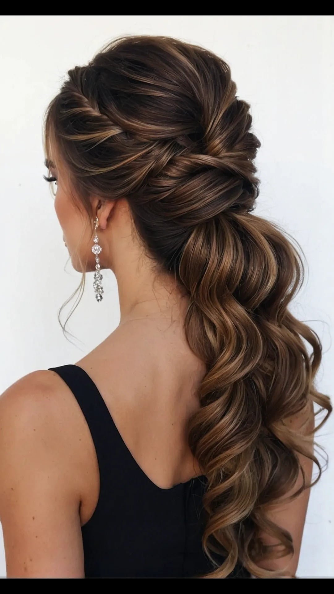 Luxurious Side-Swept Curls with Braided Elegance