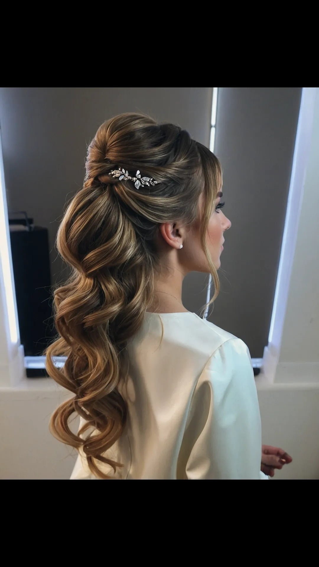 Chic Half-Up Twist with Delicate Blossom Pins