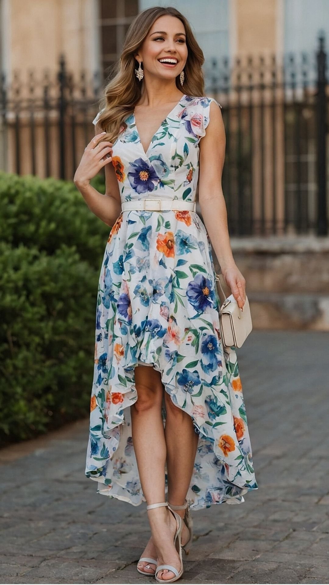 Garden Party Elegance in High-Low Floral Dress