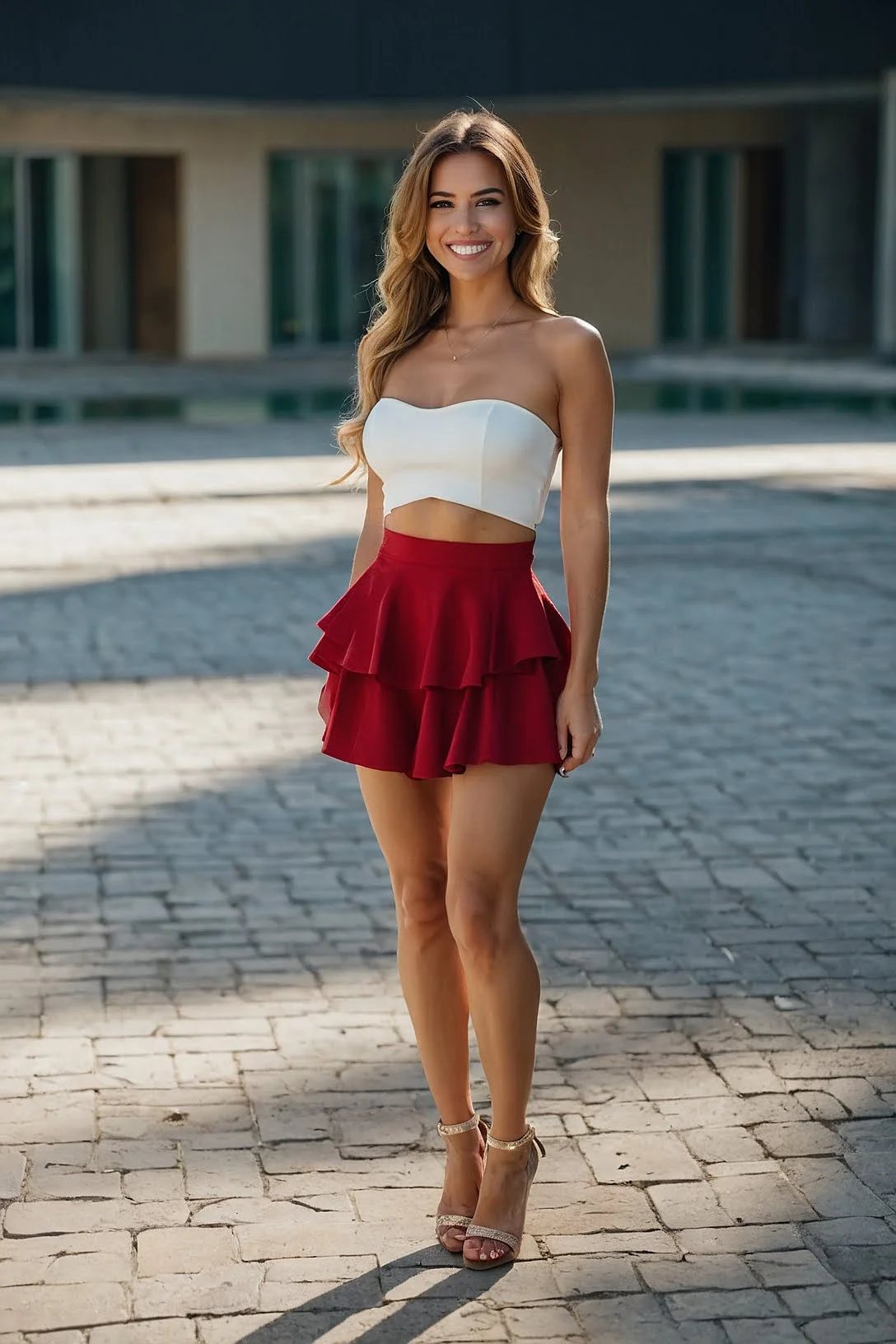 Chic Peek-A-Boo Crop Top & Ruffle Mini Skirt