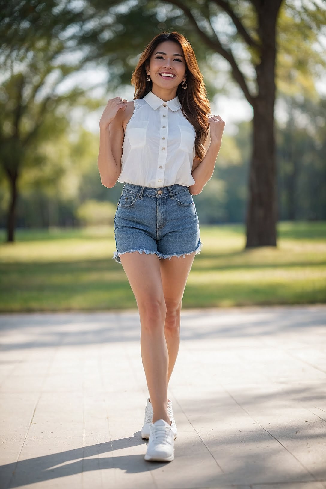 Summer Breeze White Button-Up & Denim Shorts