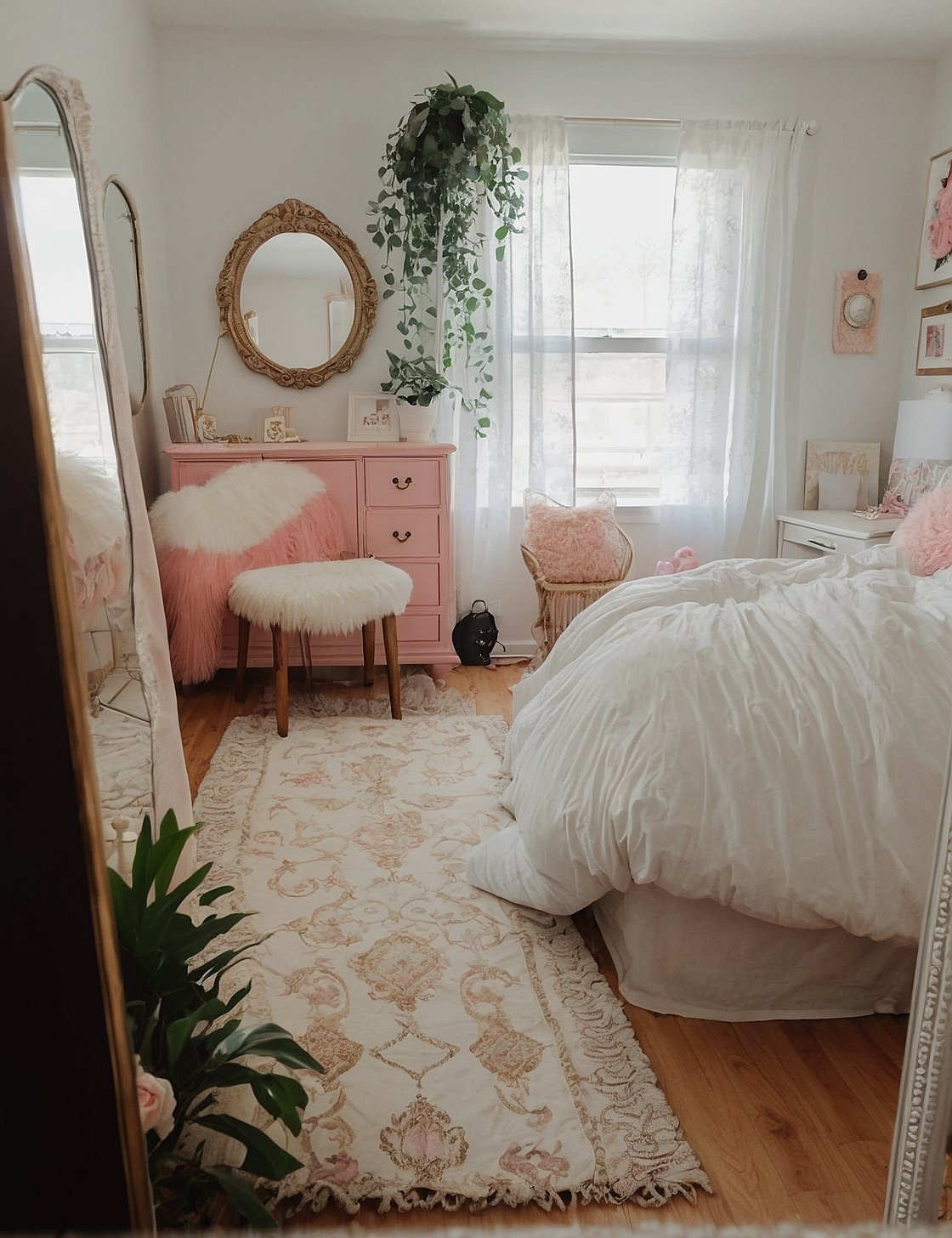 Vintage Charm Pink Bedroom