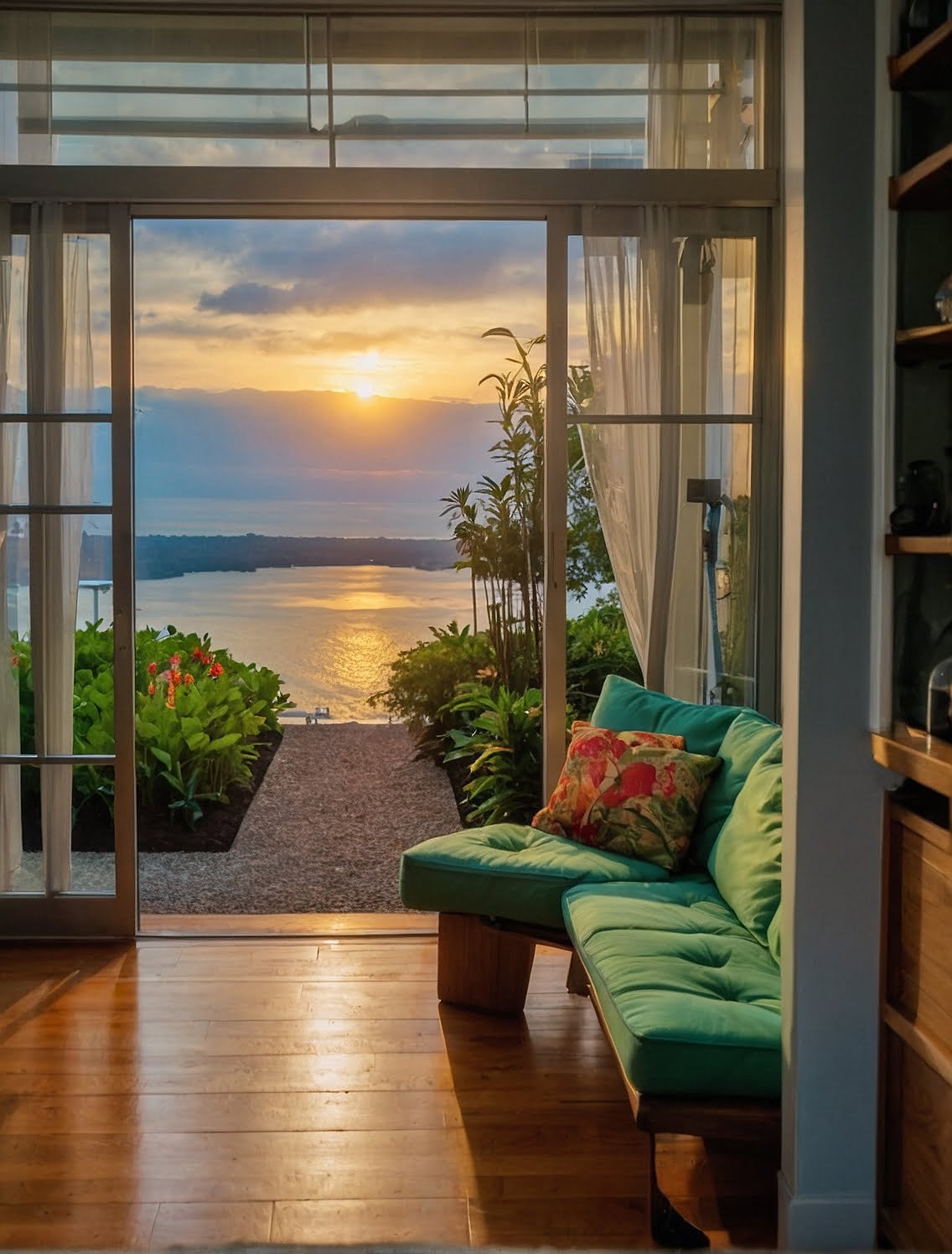 Lakeside Serenity: Sunset Views and Cozy Interiors