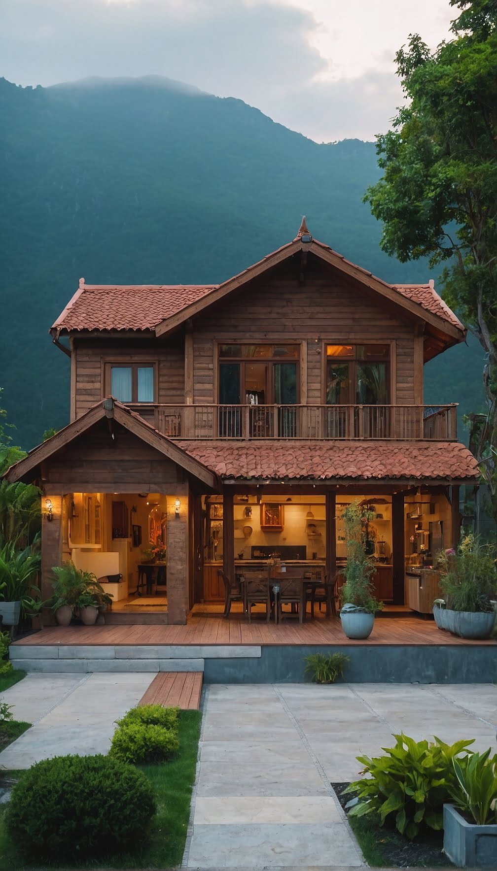 Highland Haven: Timber Home with Misty Mountain Ambience