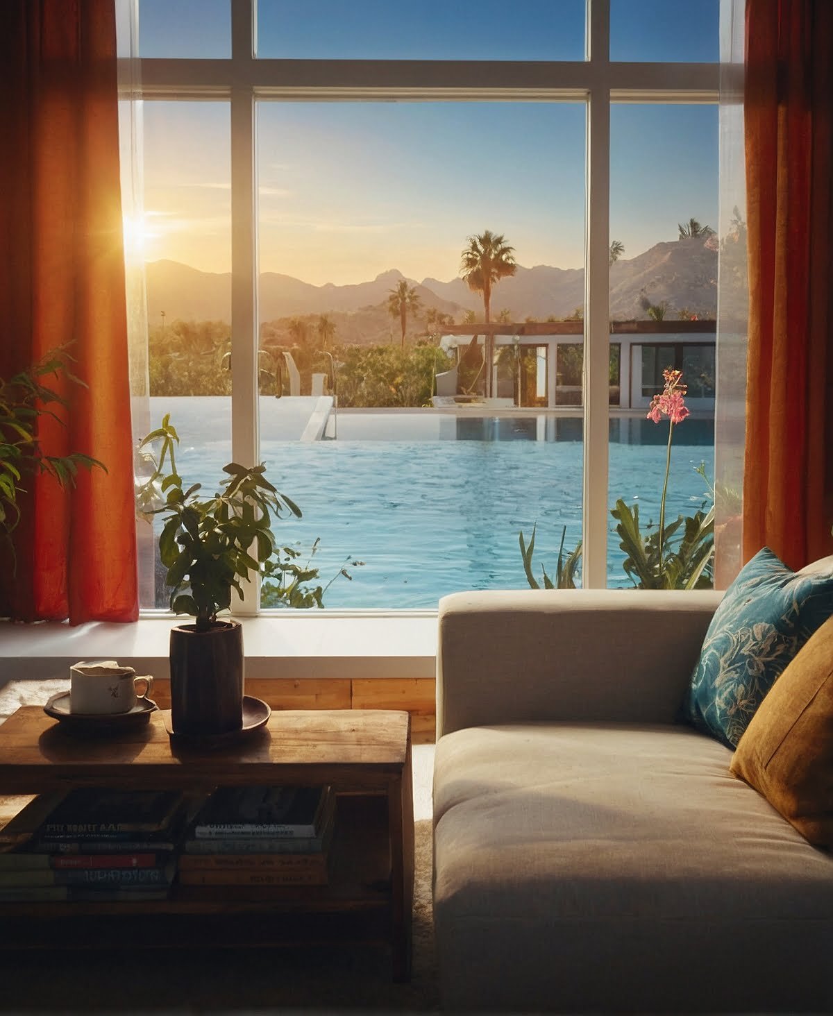 Desert Oasis: Sun-kissed Comfort with Poolside Panorama