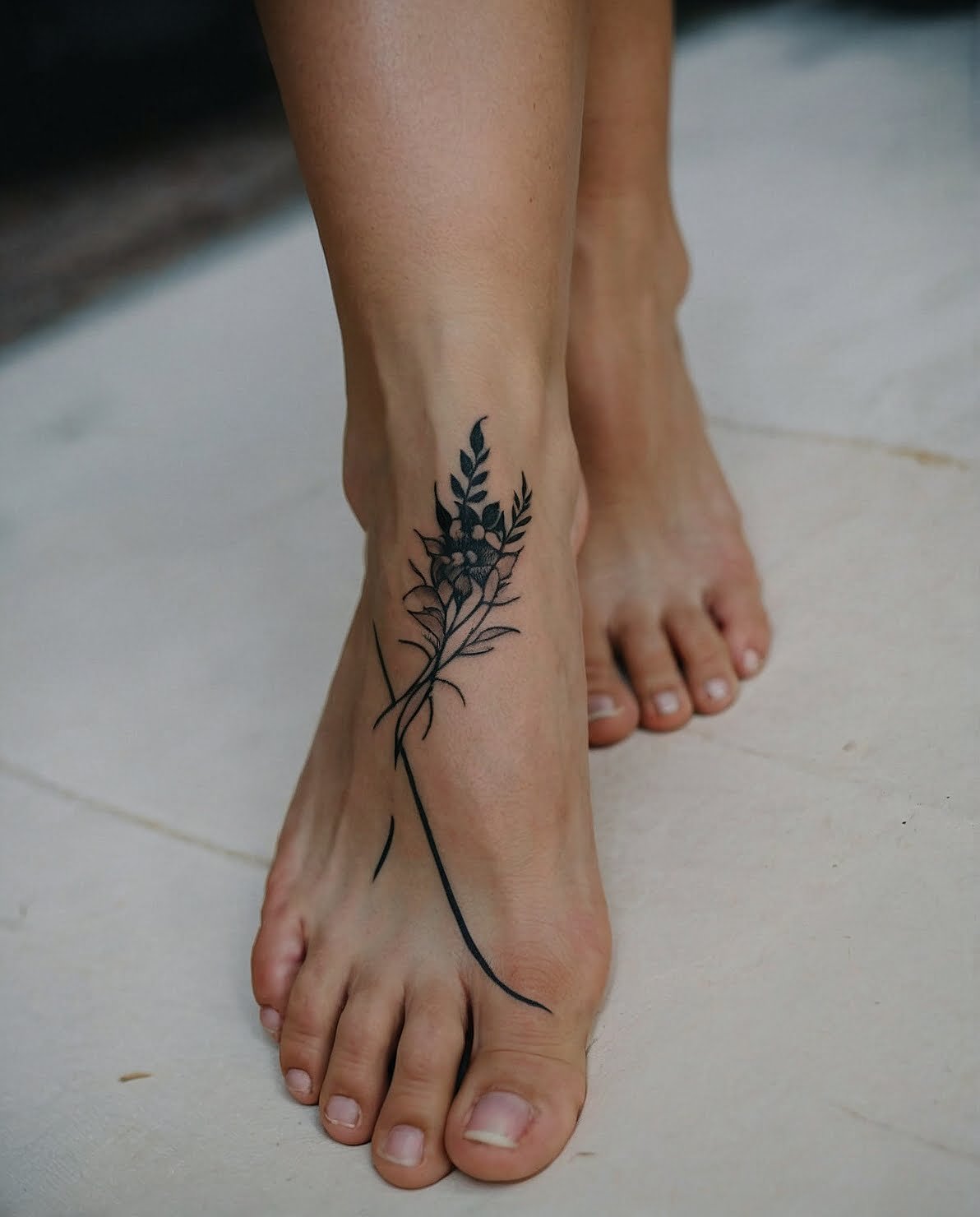 Whispering Leaves Ankle Tattoo