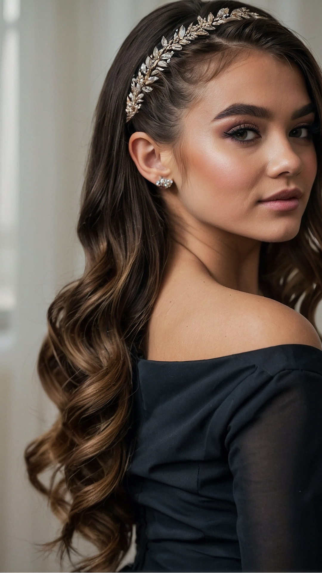 Elegant Side-Swept Curls: Perfect for Prom