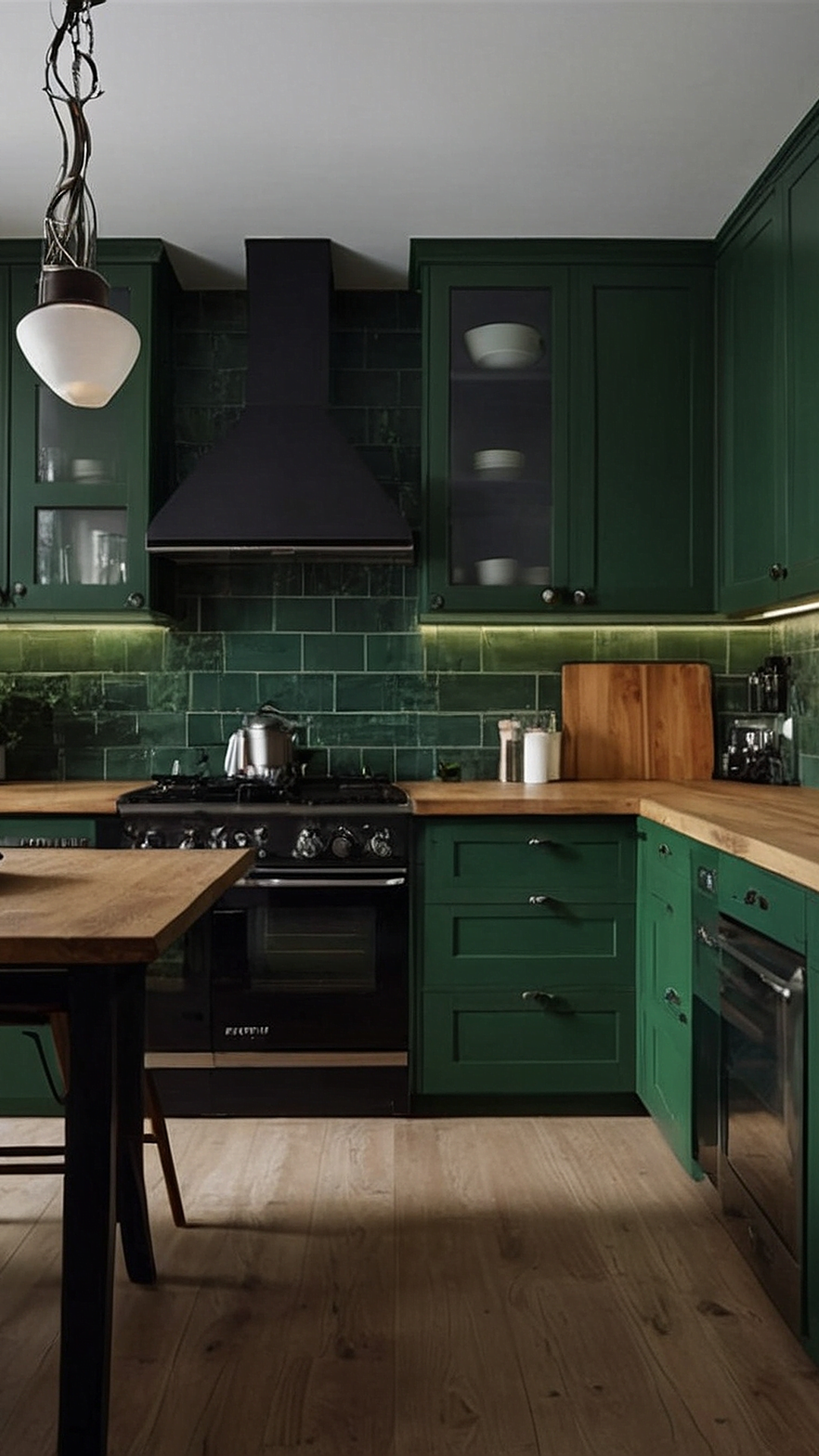 Tranquility Tones: Green Kitchen Visions