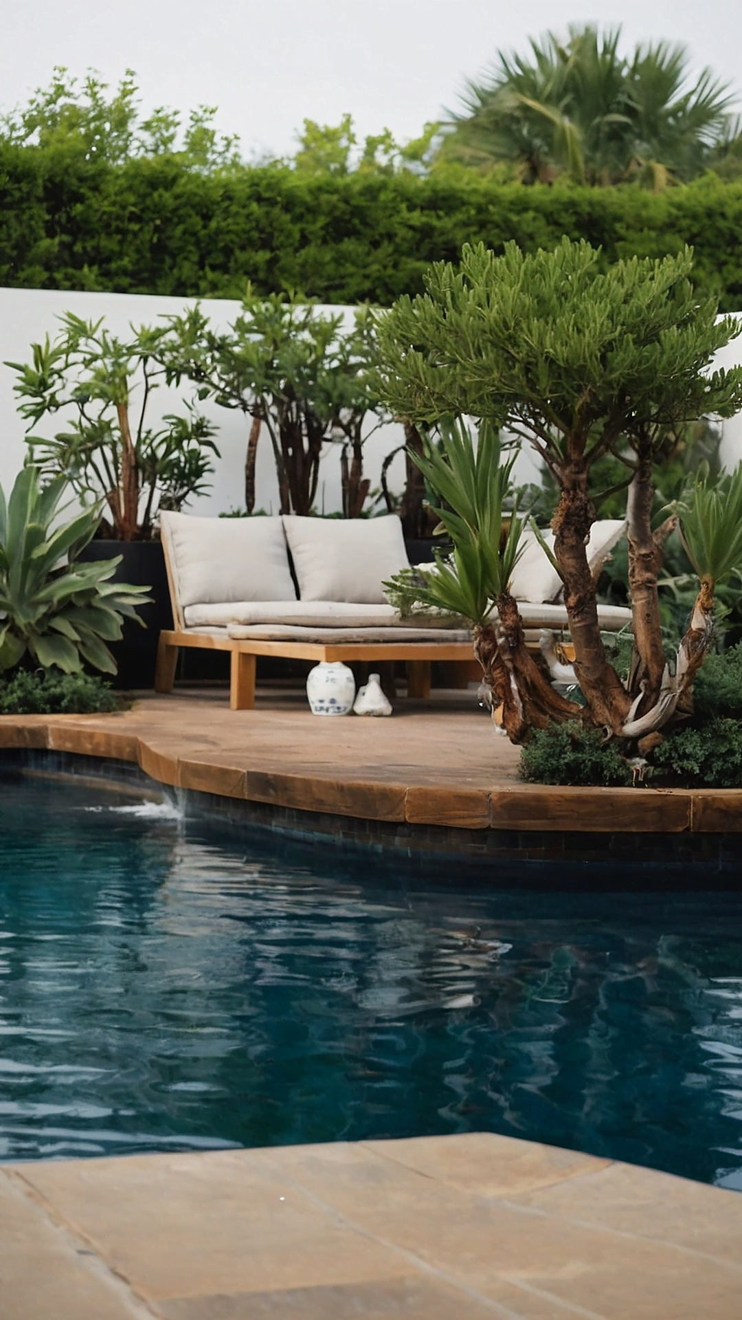 A Medley of Greens: Plants that Complement Pool Blues