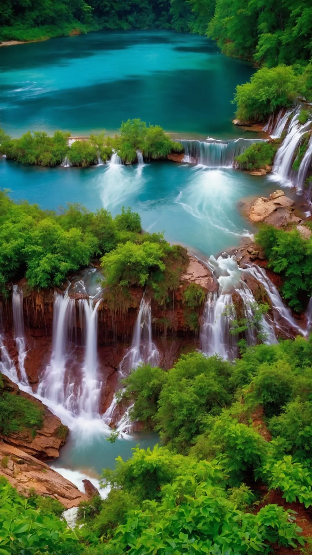 Nature's Symphony: Stunning Waterfalls Wallpaper