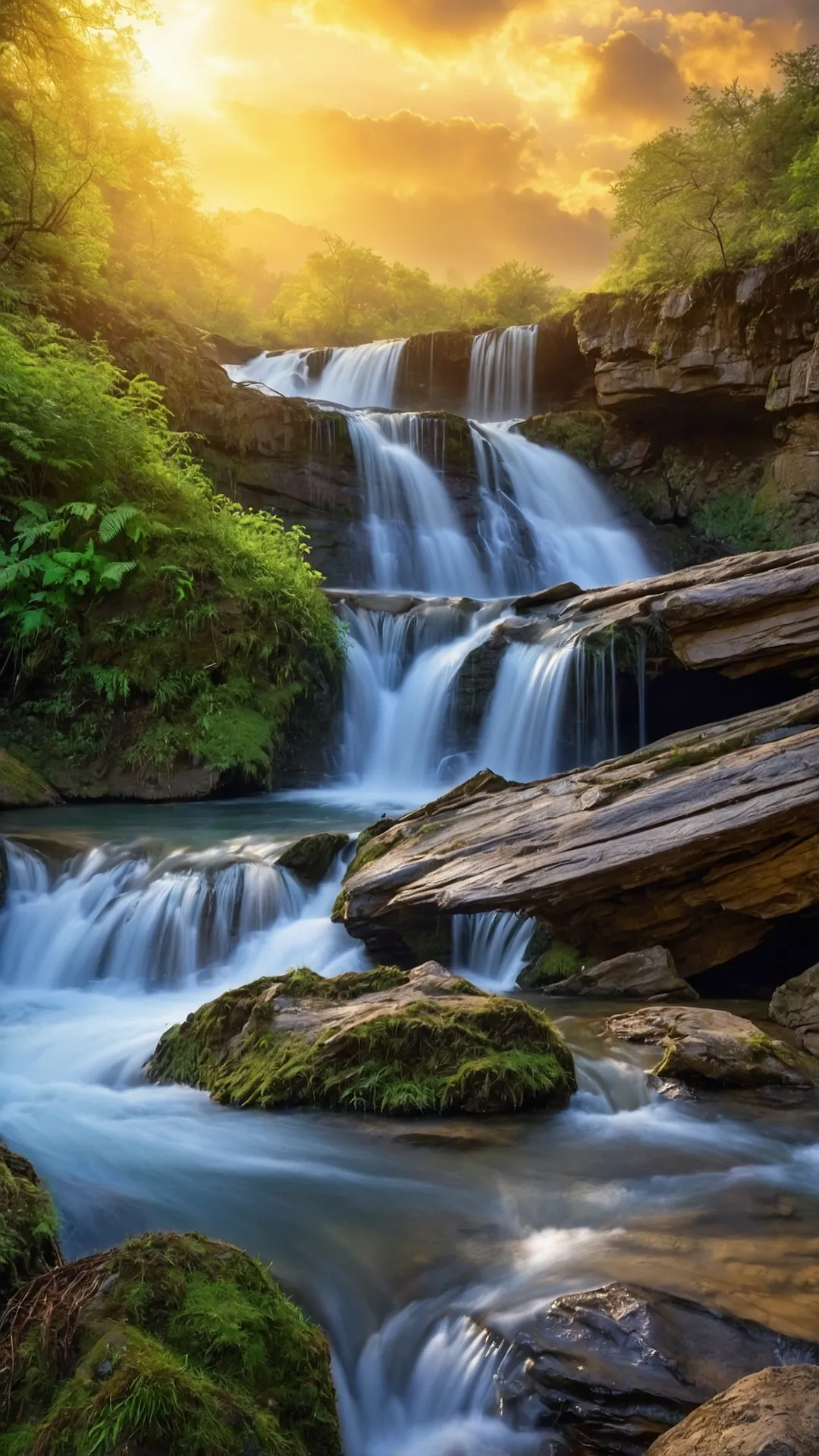 Rushing Waters: Captivating Waterfalls Wallpaper Designs