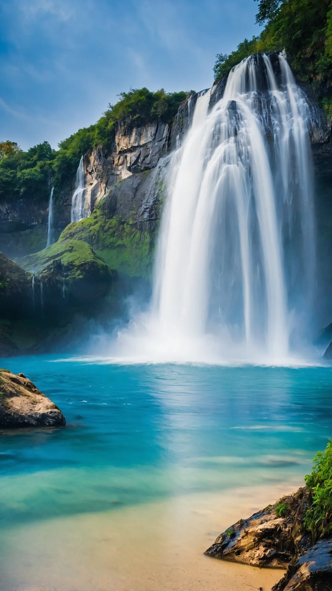 Divine Descents: Heavenly Waterfall Wallpaper Collection