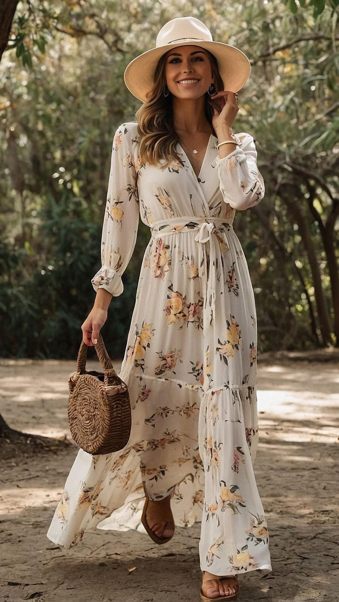 Vintage Vibes: Floral Maxi Dress Ensemble