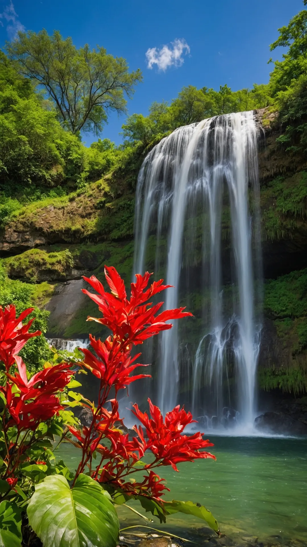 Aqua Serenity: Peaceful Waterfalls Wallpaper Showcases